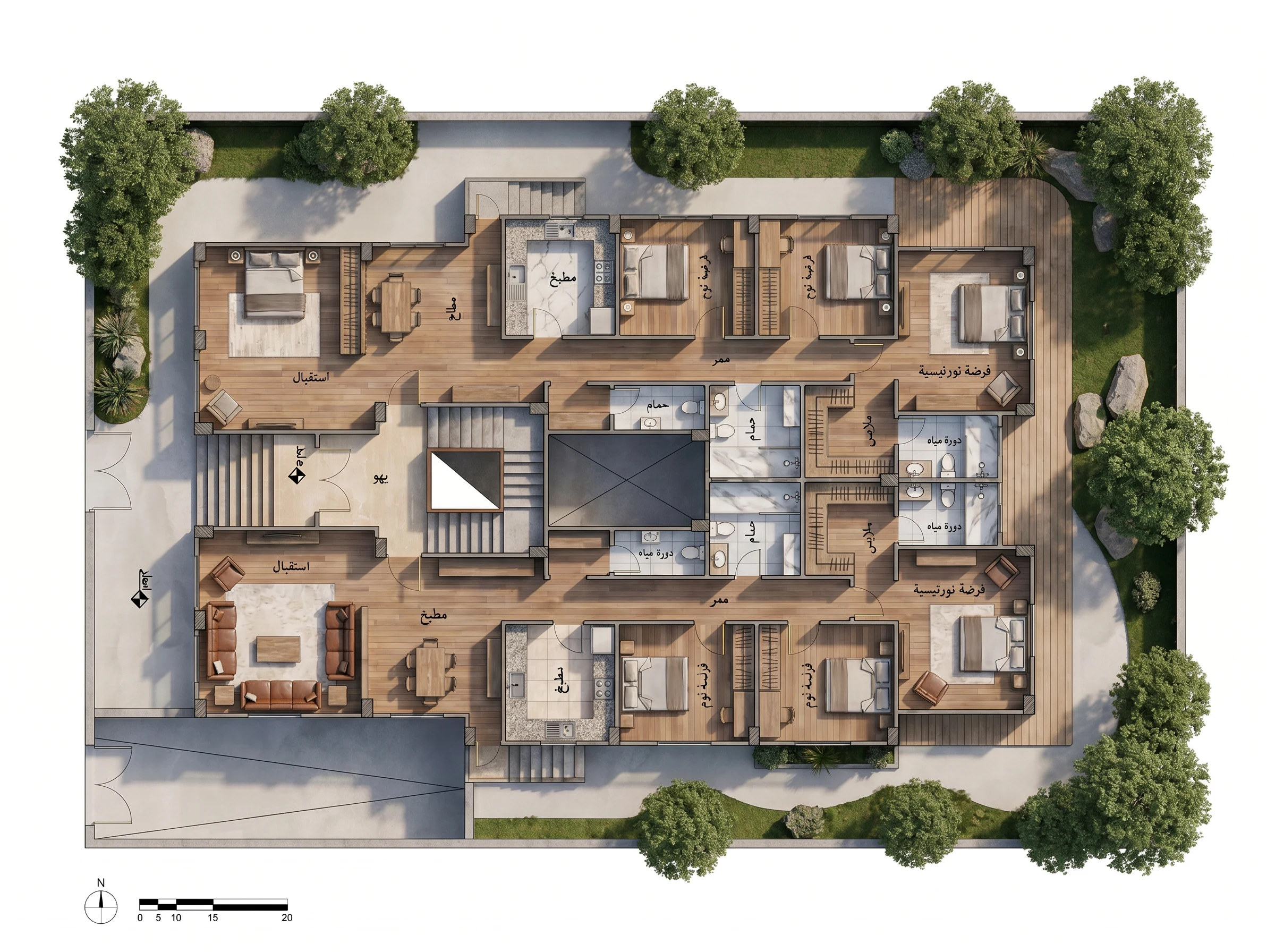 Official Architectural Furnished Floor Plan Mapping Living Salons, Suites & Perimeter Gardens