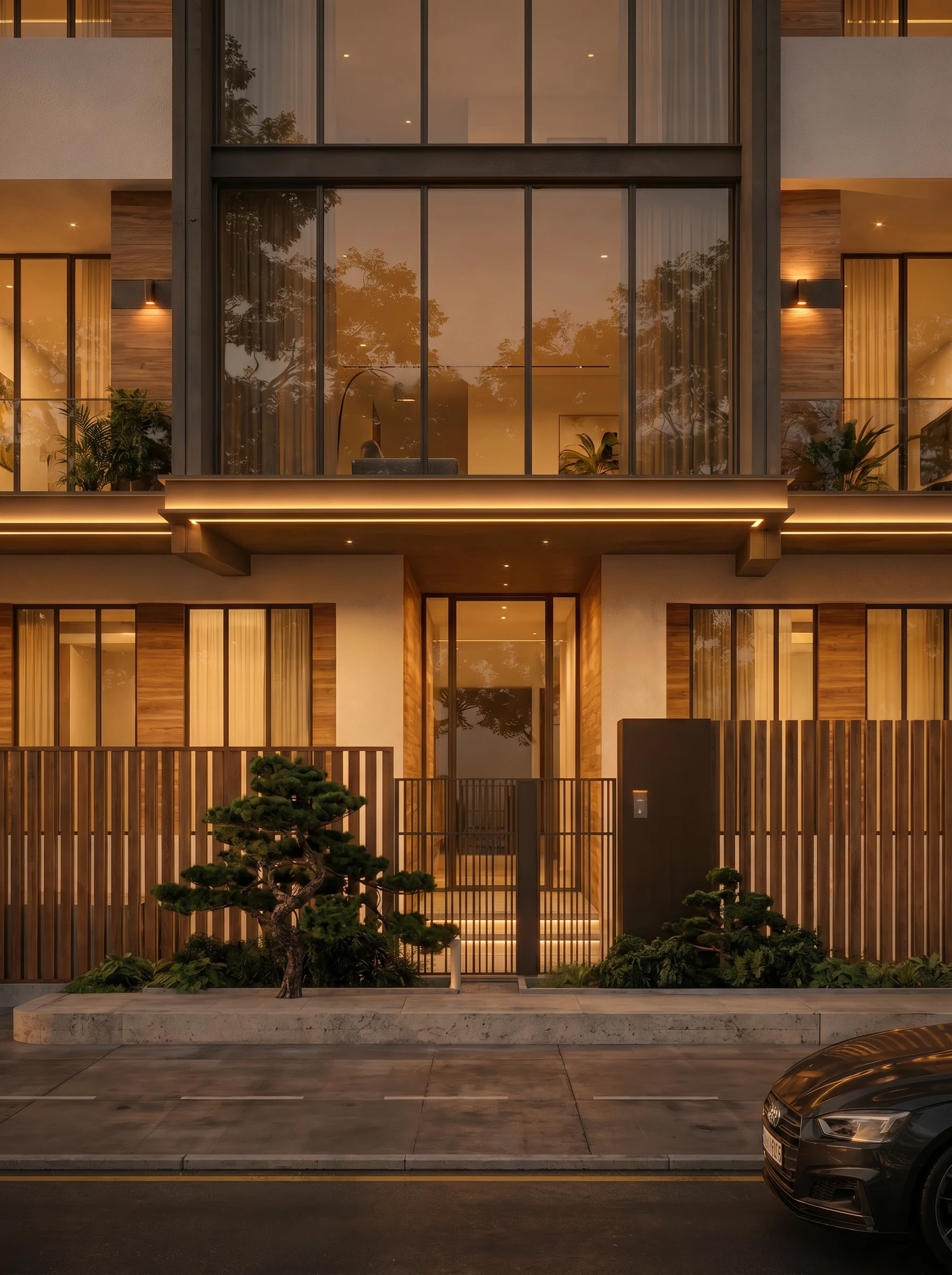 Grand Pivot Entrance Portico & Double-Height Architectural Glazing Centerpiece